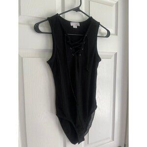 Black Tank Top Ribbed Bodysuit